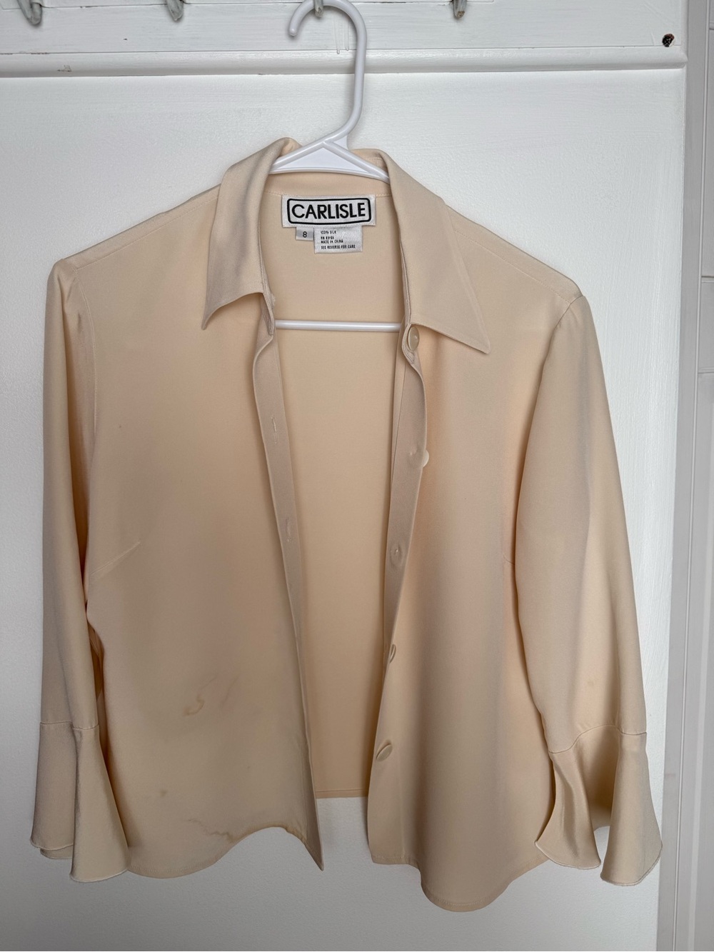 Carlisle Silk Vintage Women's Cream Button-Front Blouse